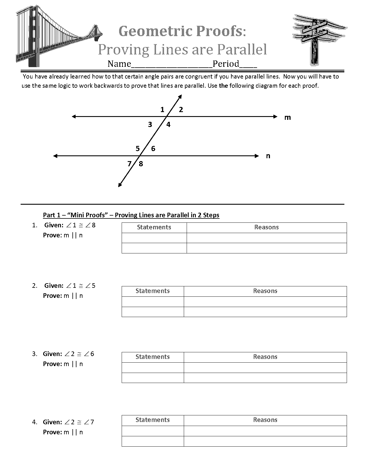 geometry proof examples with statements and reasons provingparallel lines