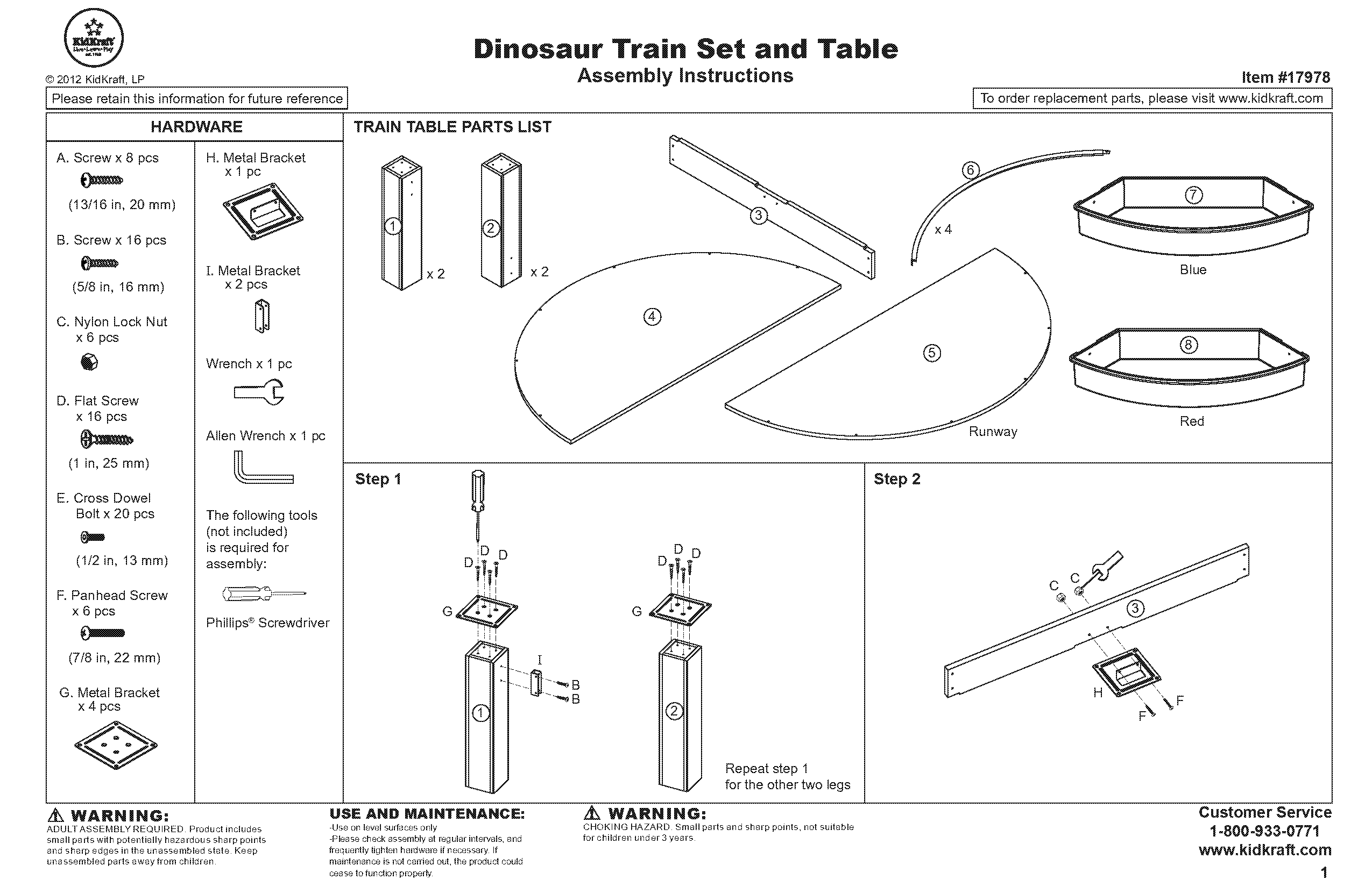 kidkraft train table replacement parts