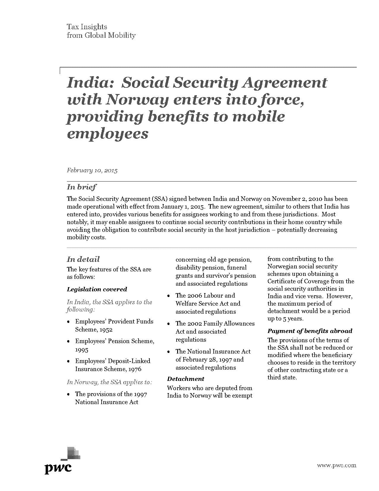 social security agreements with india