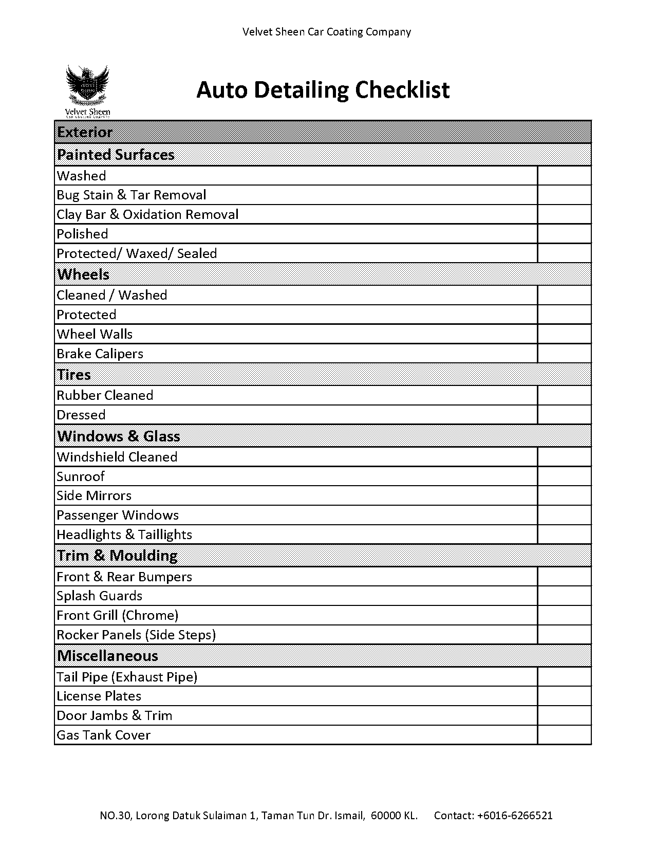 templates for vehicle checklist