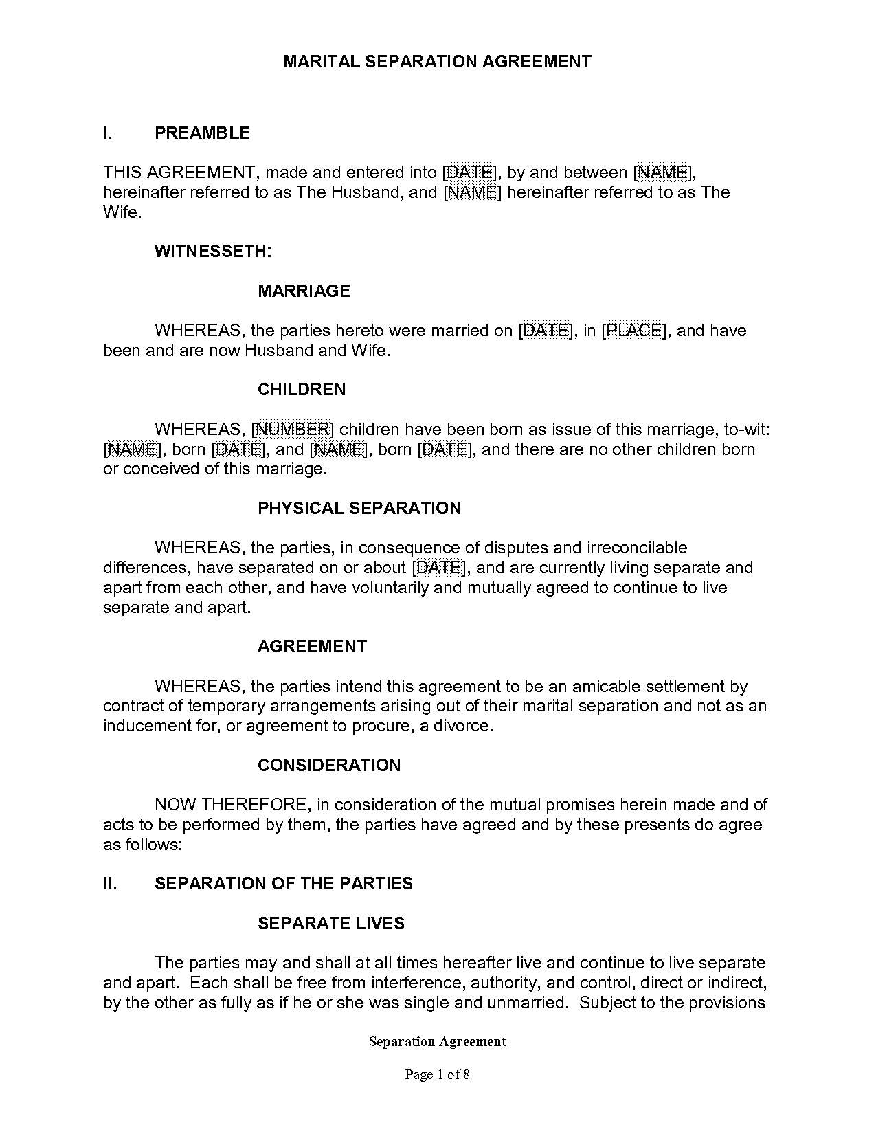 sample agreements between parties