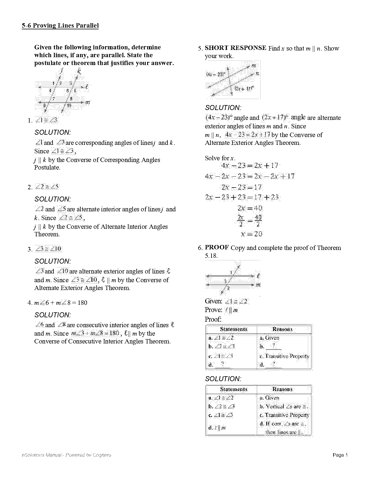 geometry proof examples with statements and reasons provingparallel lines