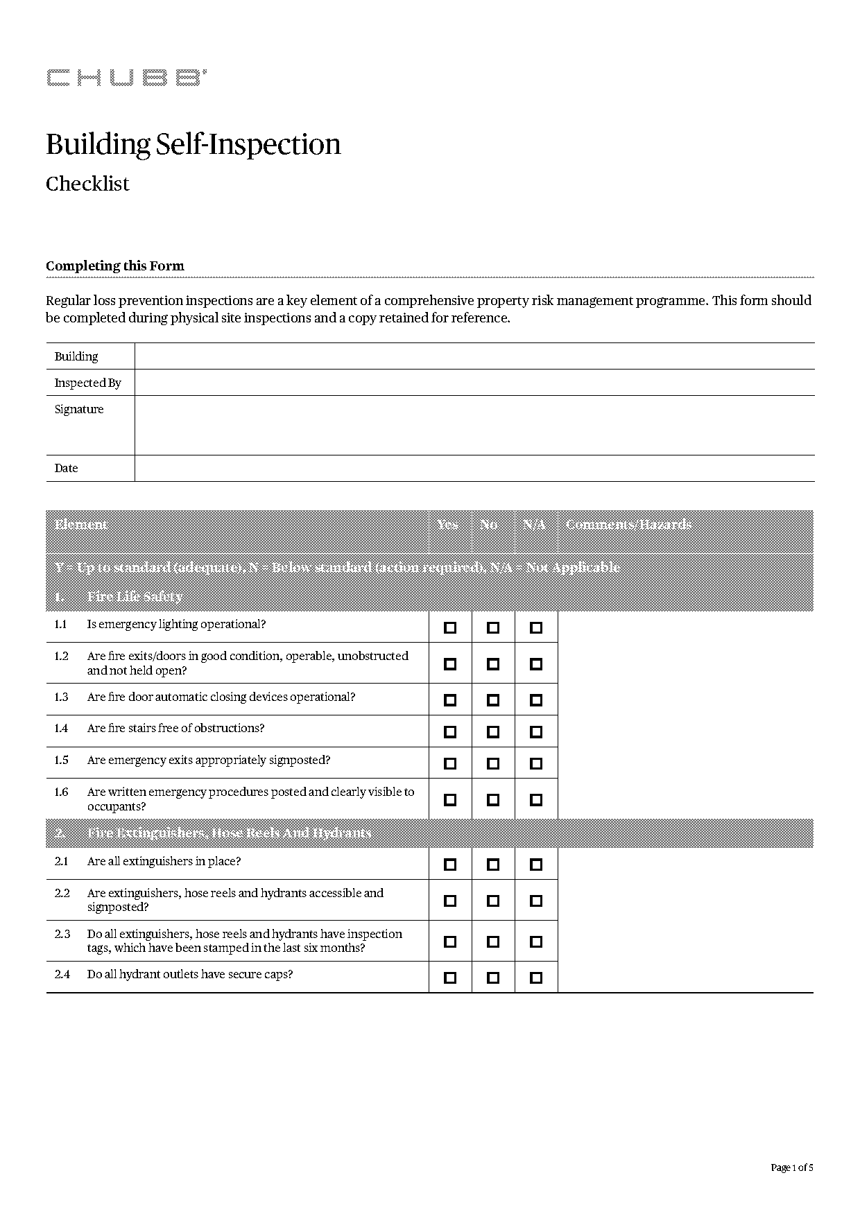 insurance property inspection form