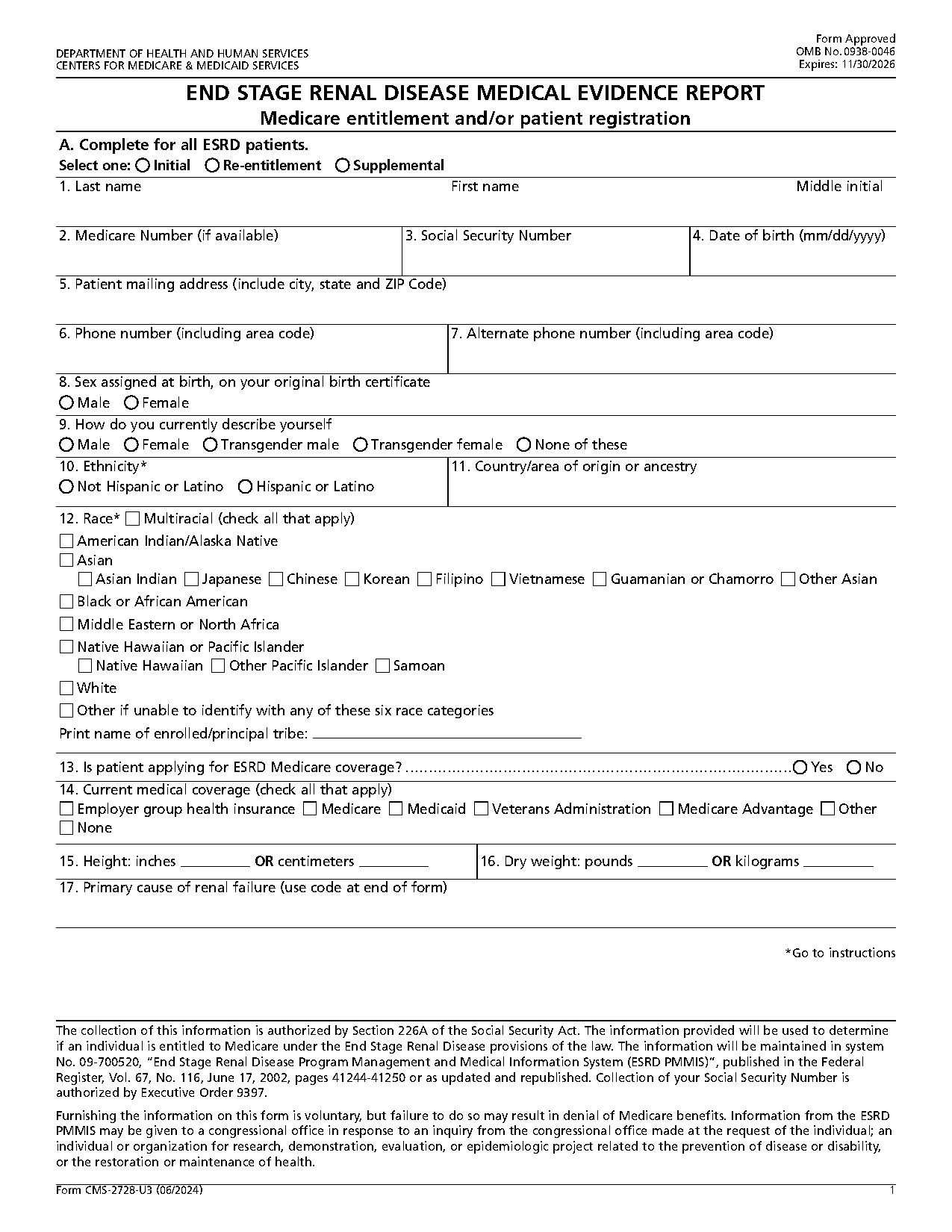 information provided on the patient registration form