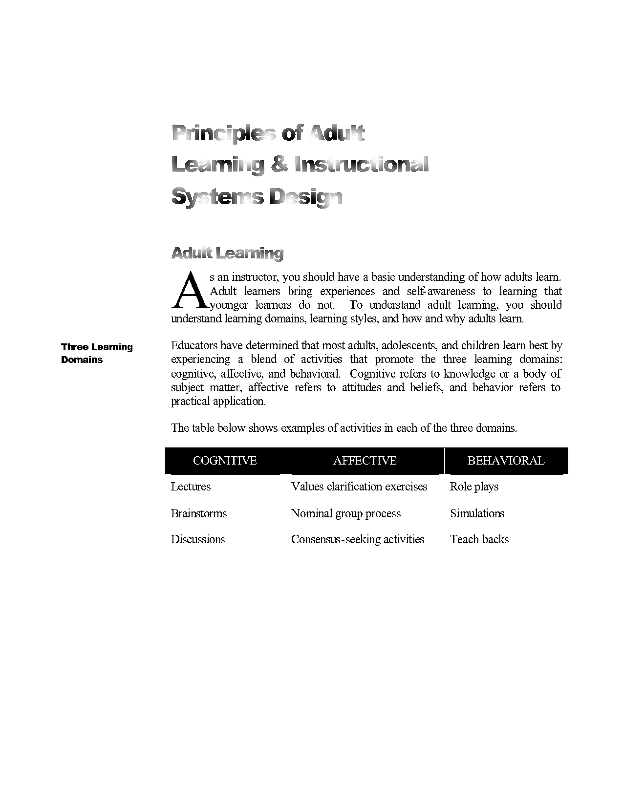 domains for instructional design