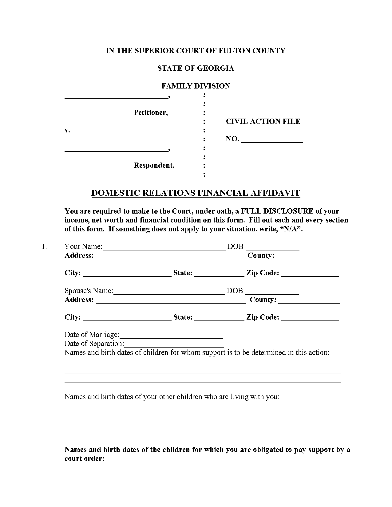 fulton county child support modification forms