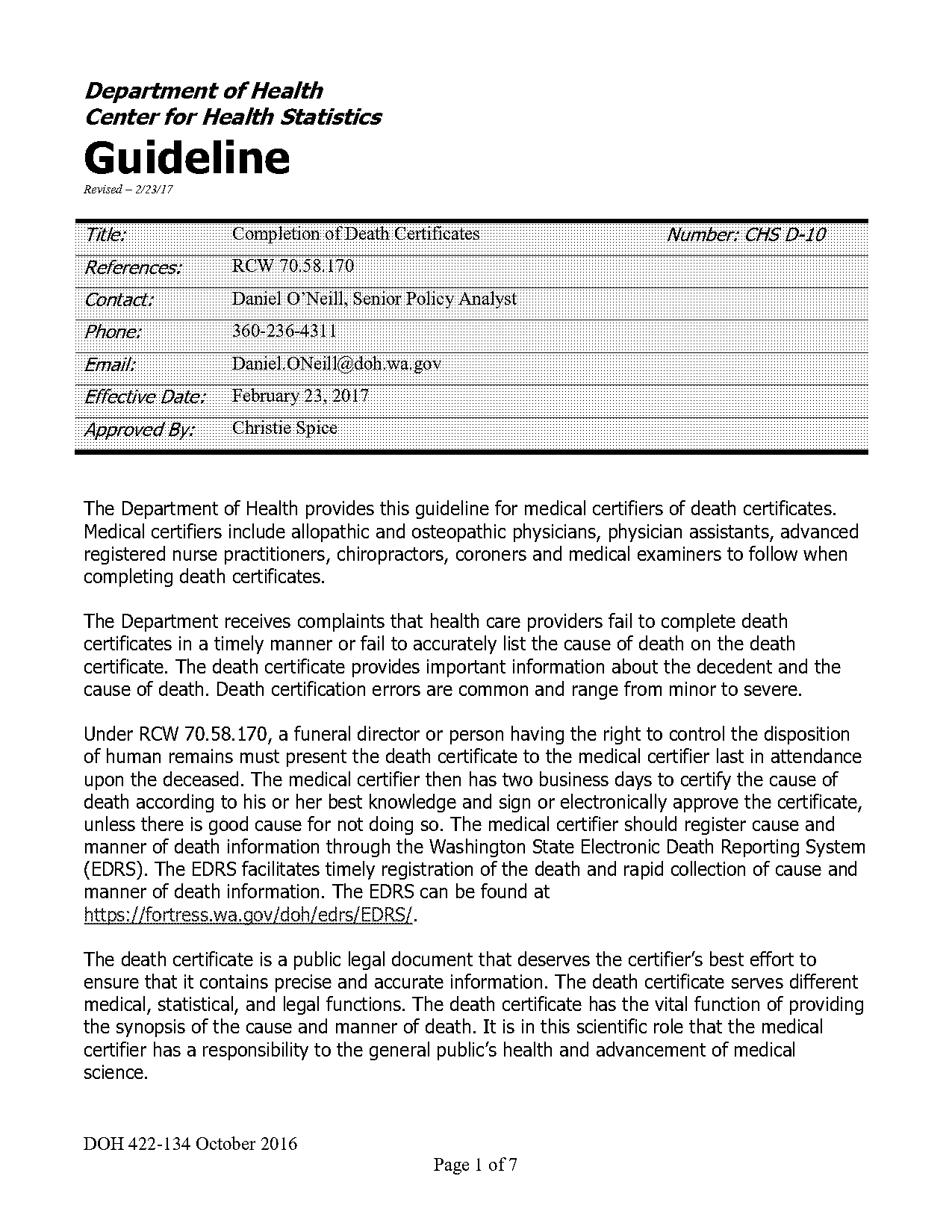 wa state health district death certificate affidavit of corrections form