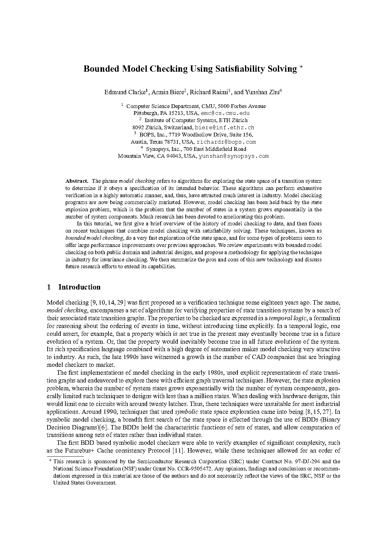 bounded model checking using sat solving example