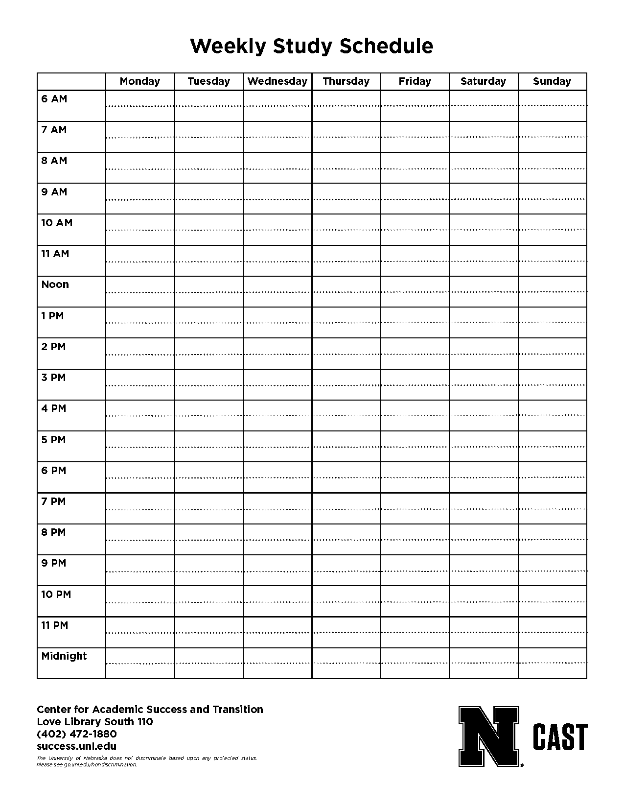 weekly schedule sheet template