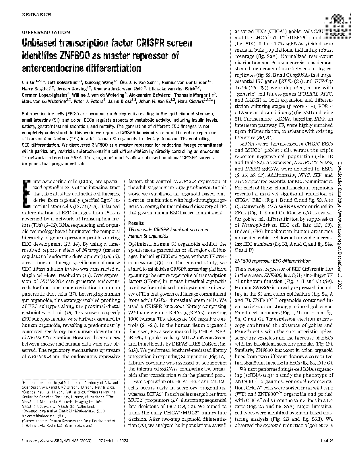 master transcription factors differentiation