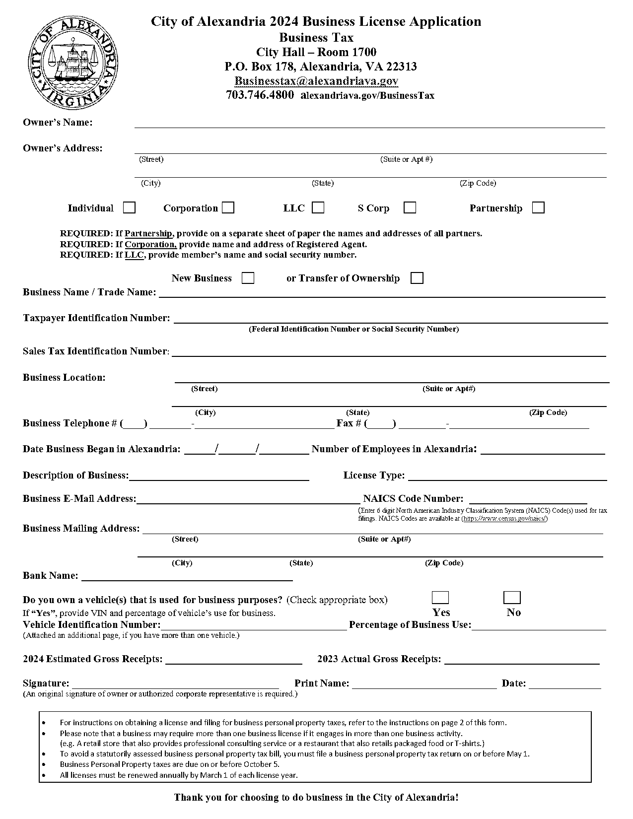 state of virginia business license application