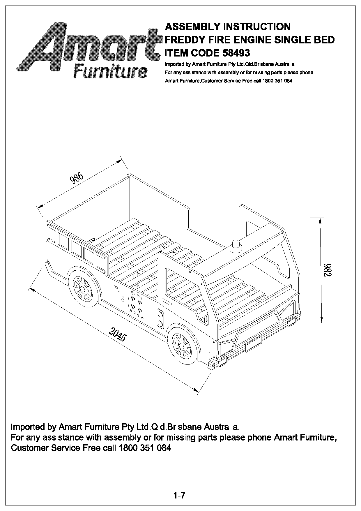 freddy fire engine bed assembly instructions