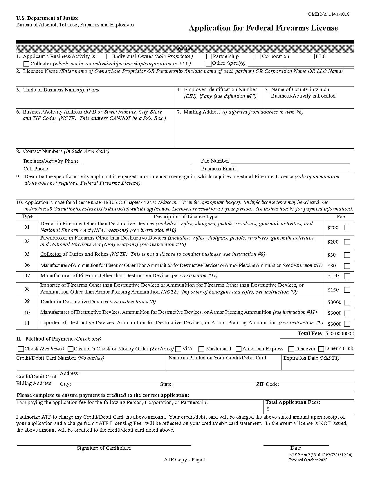 firearm licensing authority application form