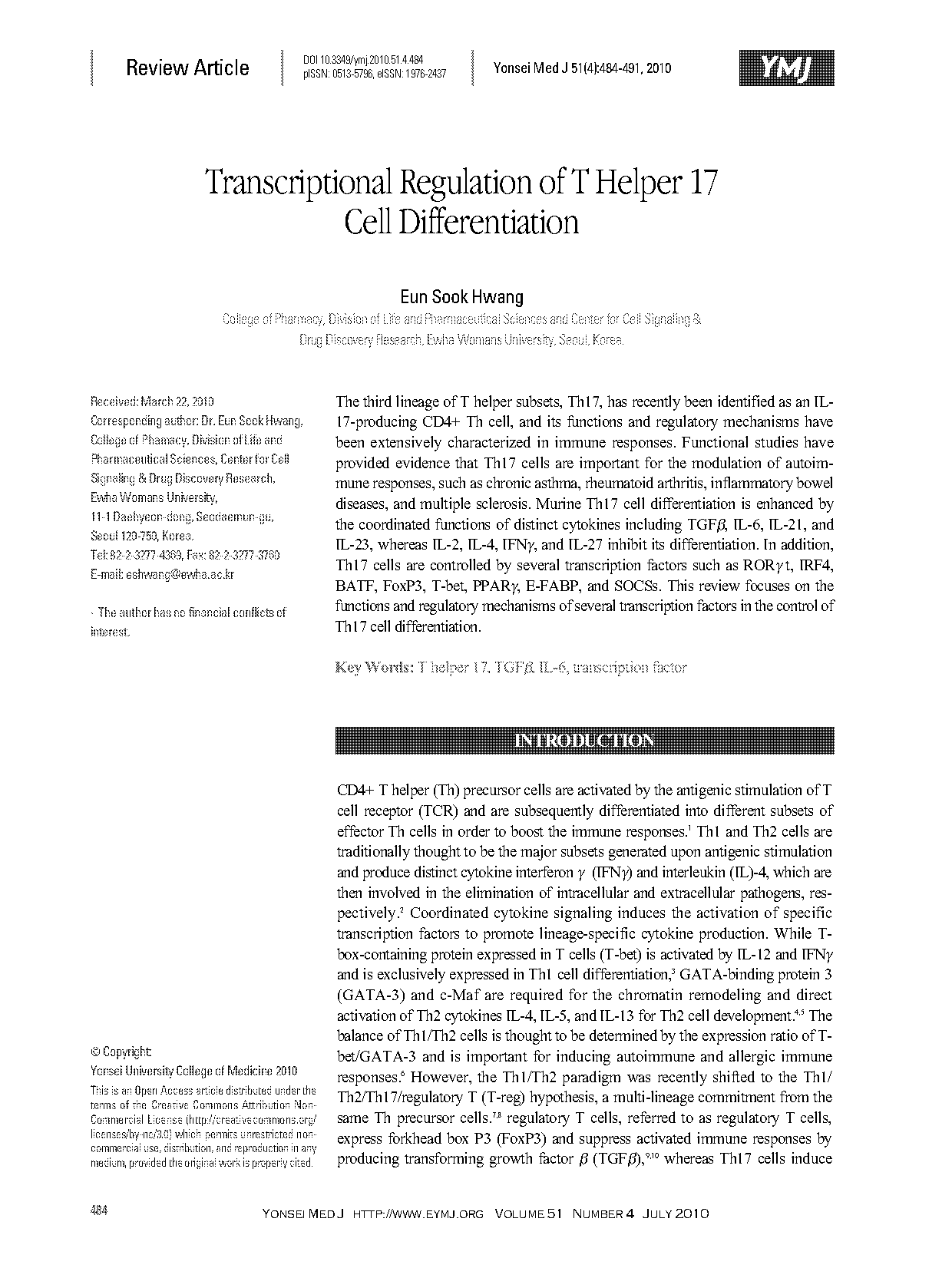 master transcription factors differentiation