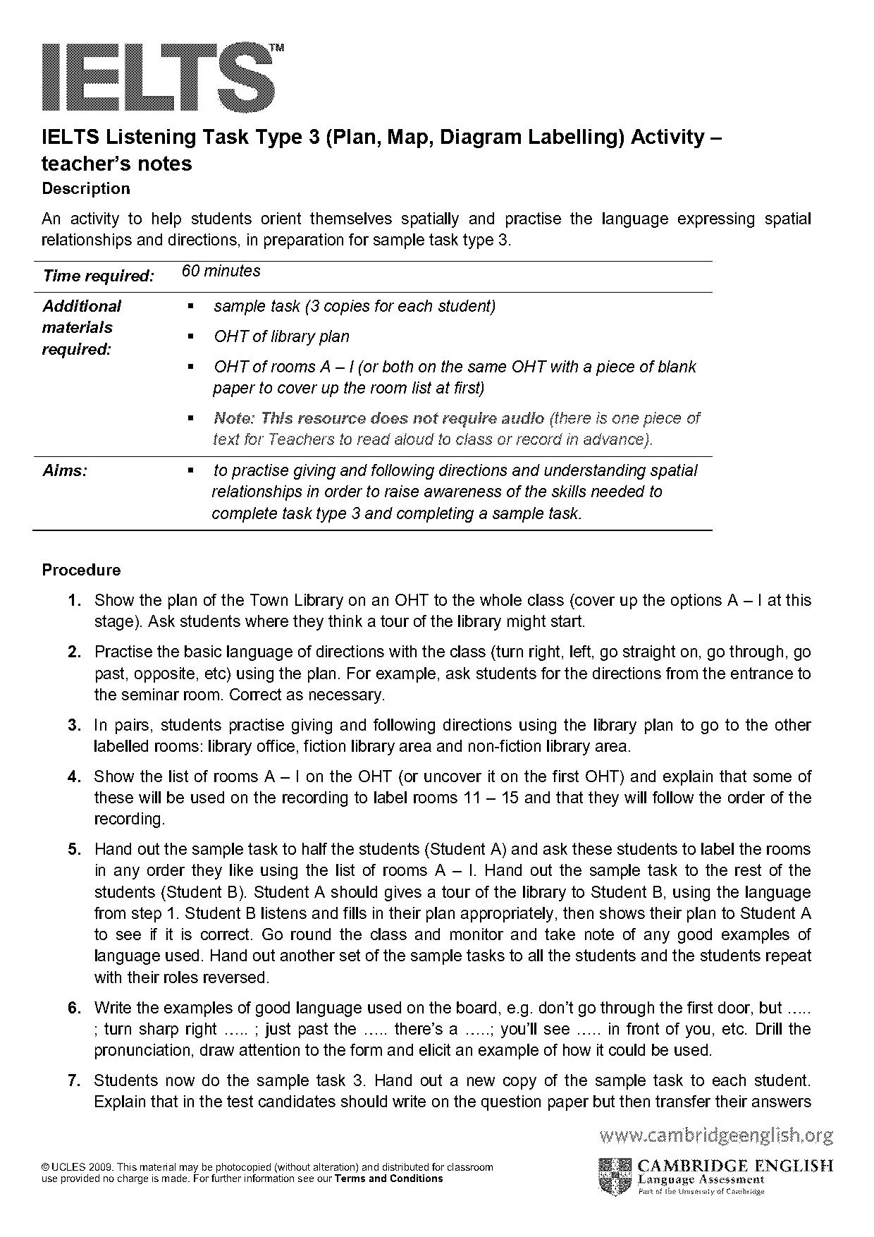 ielts listening map directions