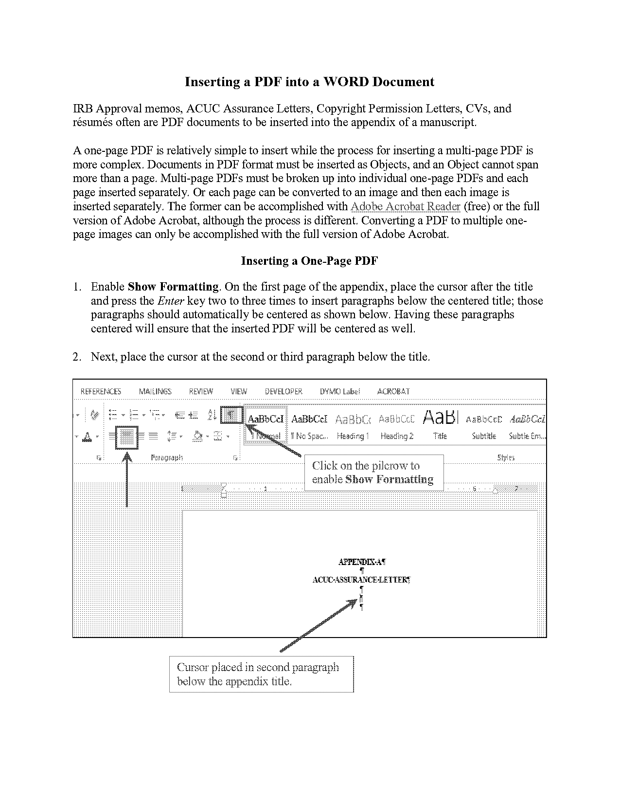 cannot insert page numbers in entore document