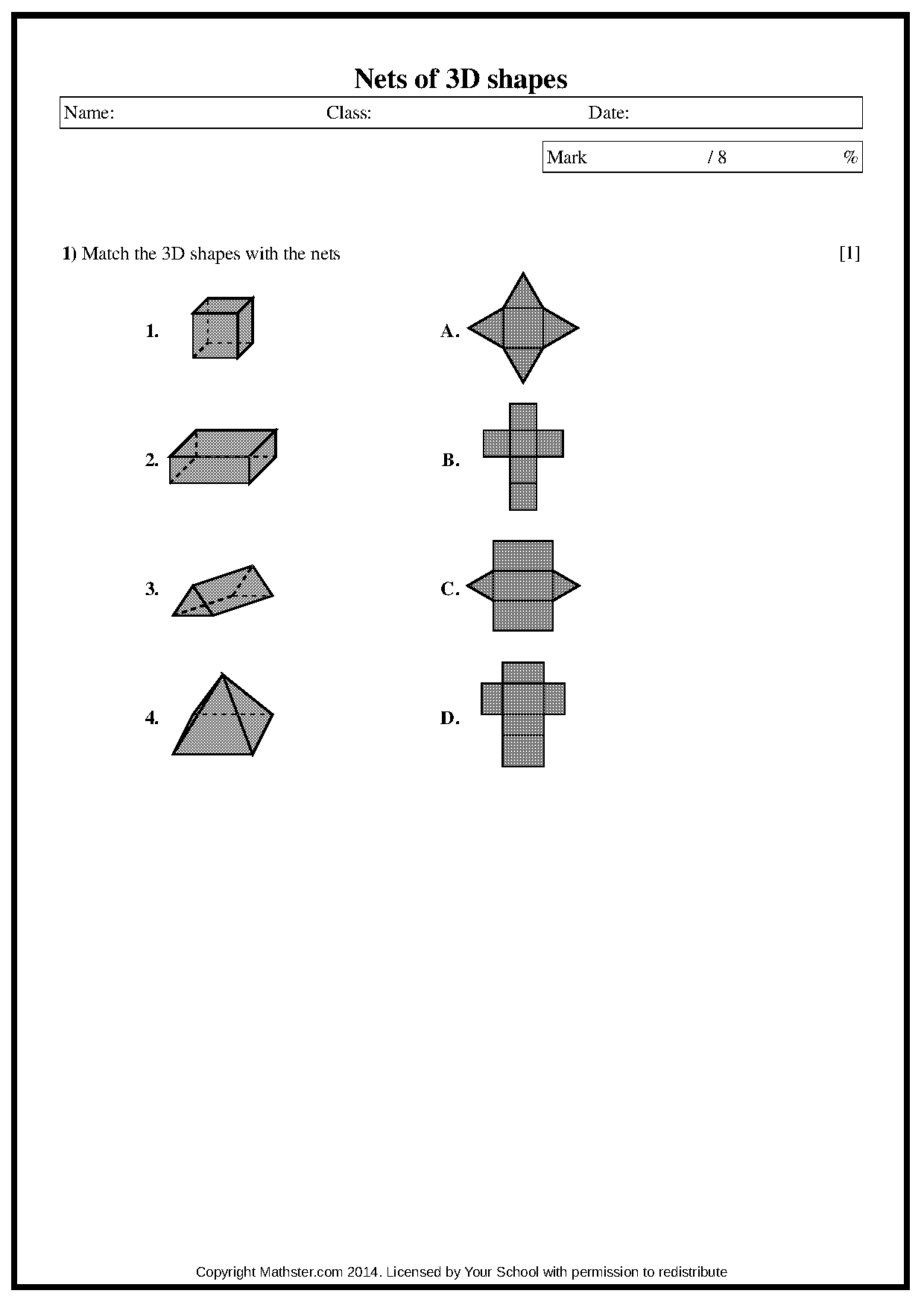 drawing nets worksheet pdf