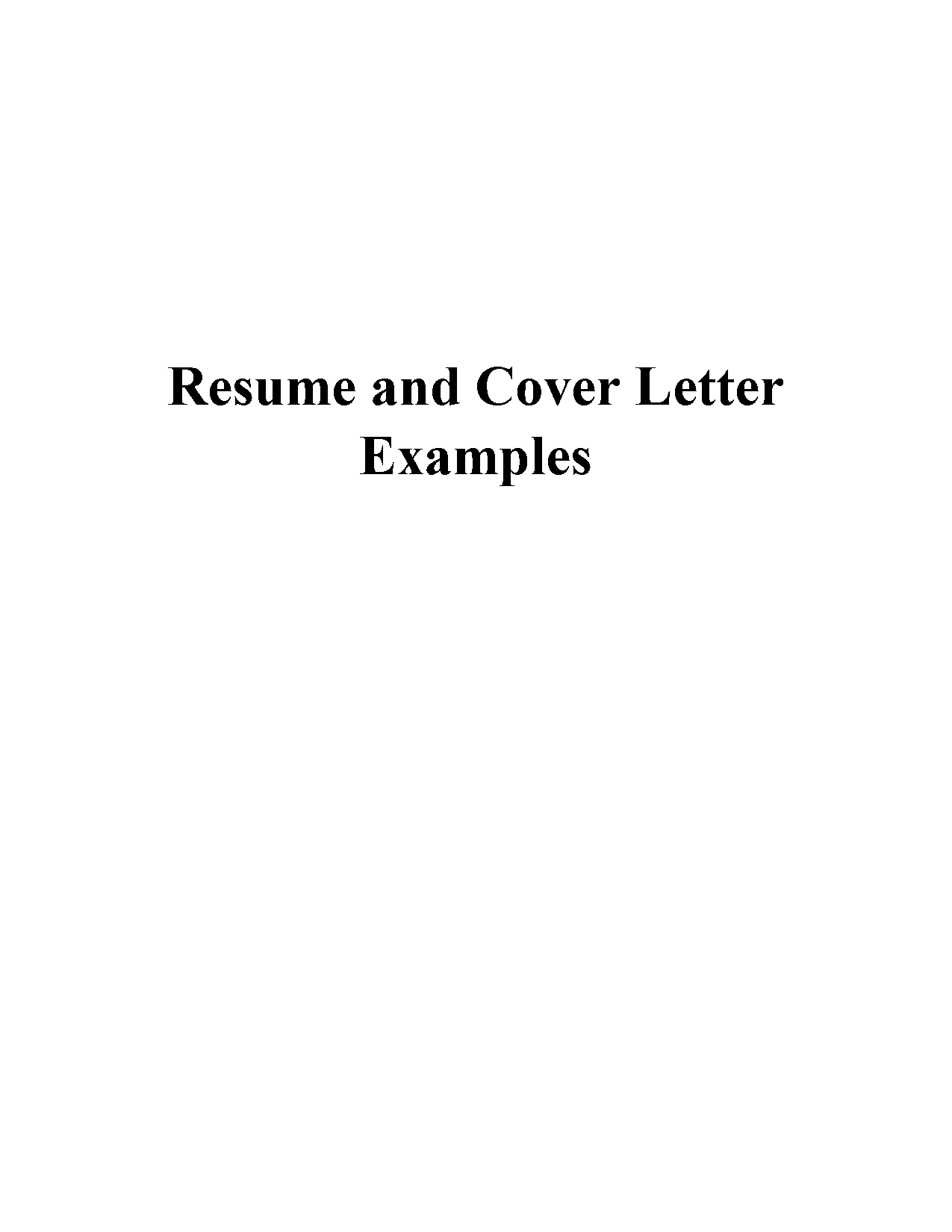 free sample resume cover letter