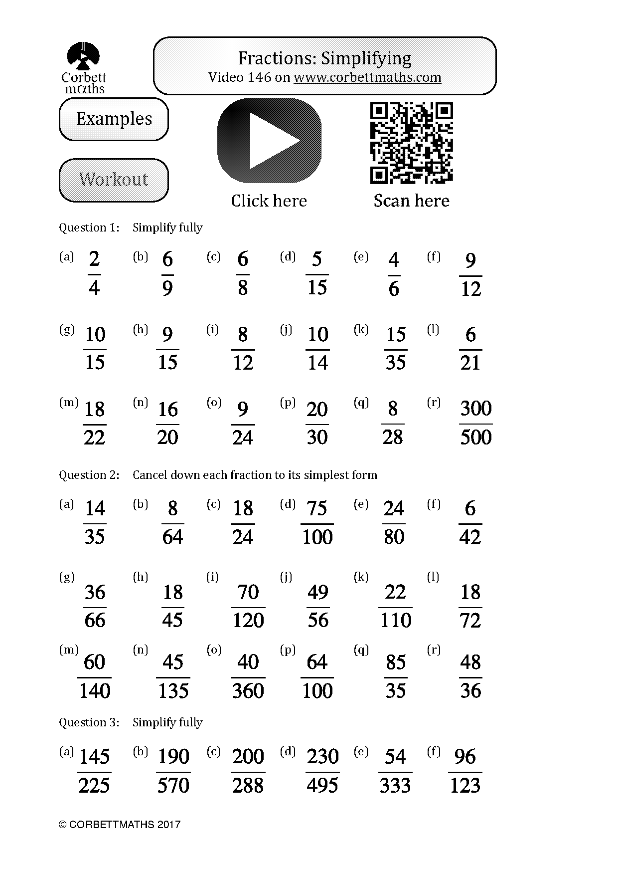 free reducing fractions worksheets