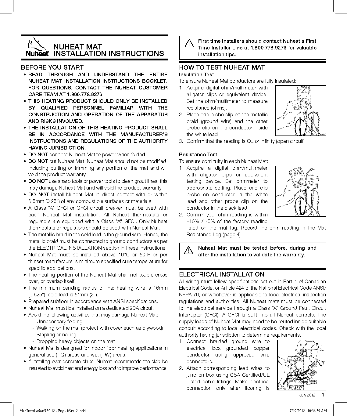 nu heat thermostat instructions