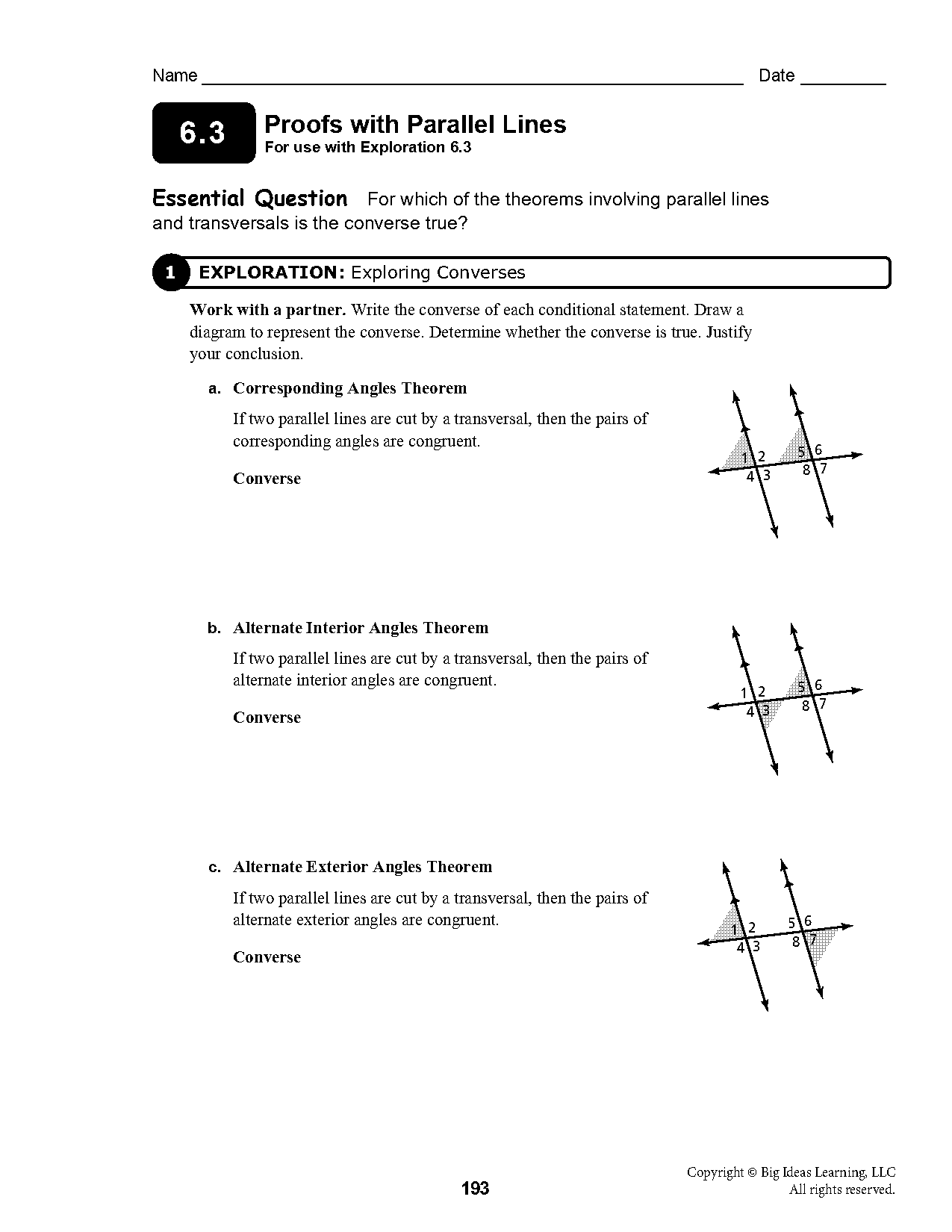 geometry proof examples with statements and reasons provingparallel lines