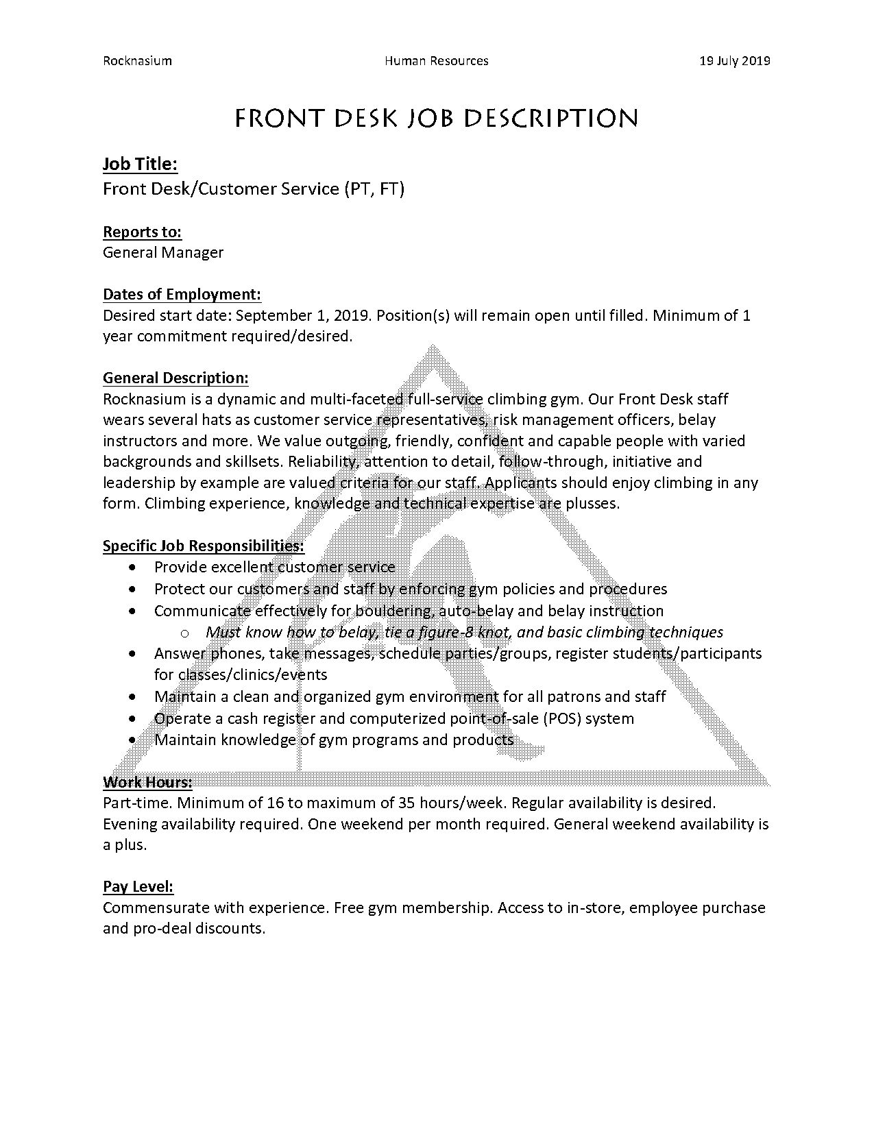 cover letter for gym front desk