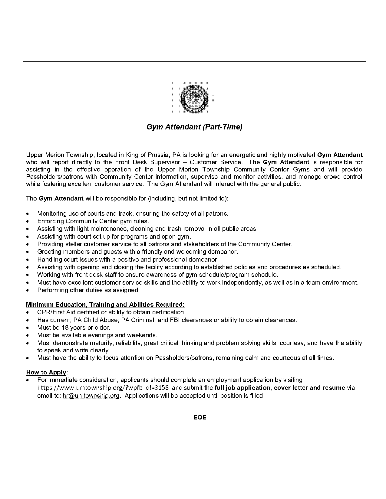 cover letter for gym front desk