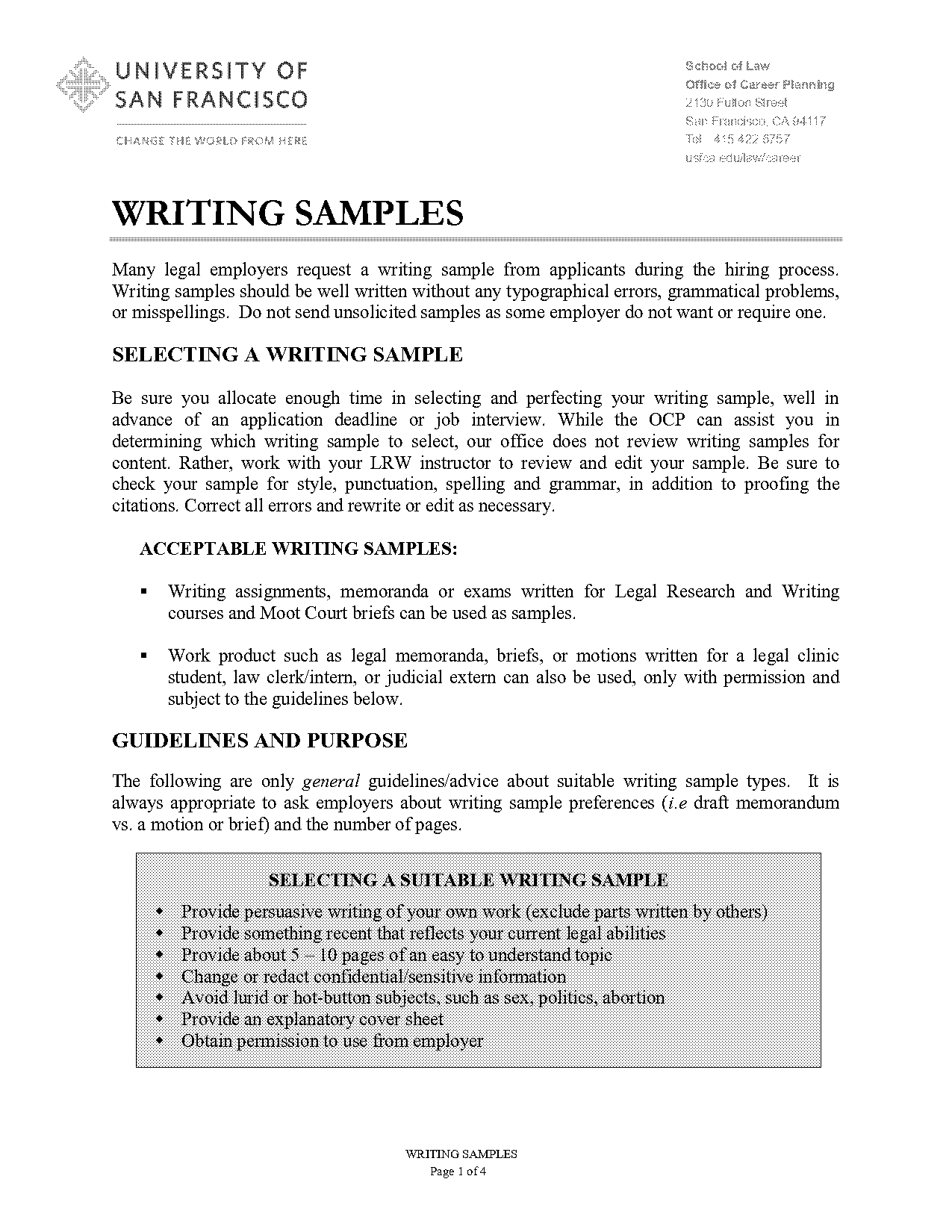 how long is an appropriate writing sample for lawyer