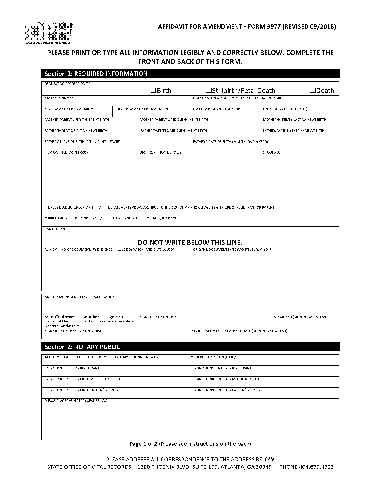 wa state health district death certificate affidavit of corrections form