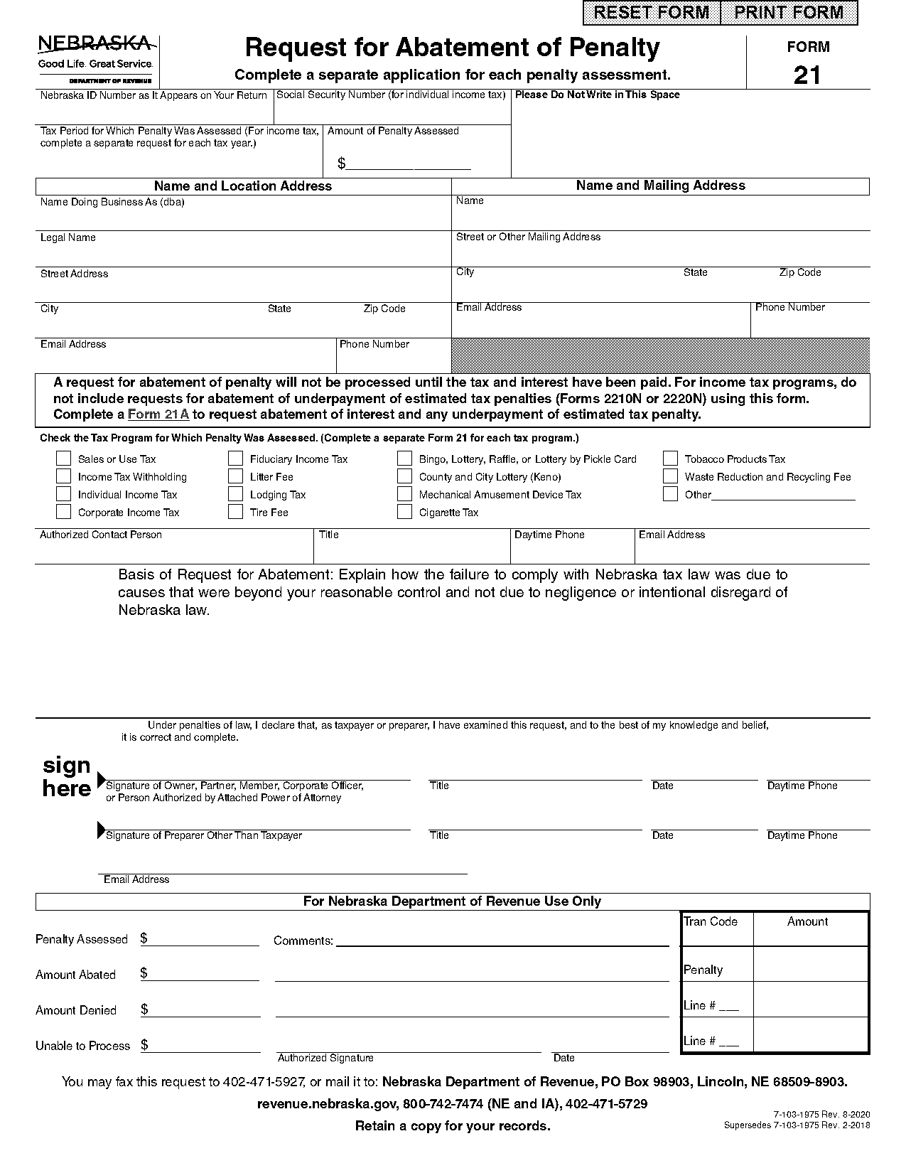 penalty relief due to reasonable cause sample letter