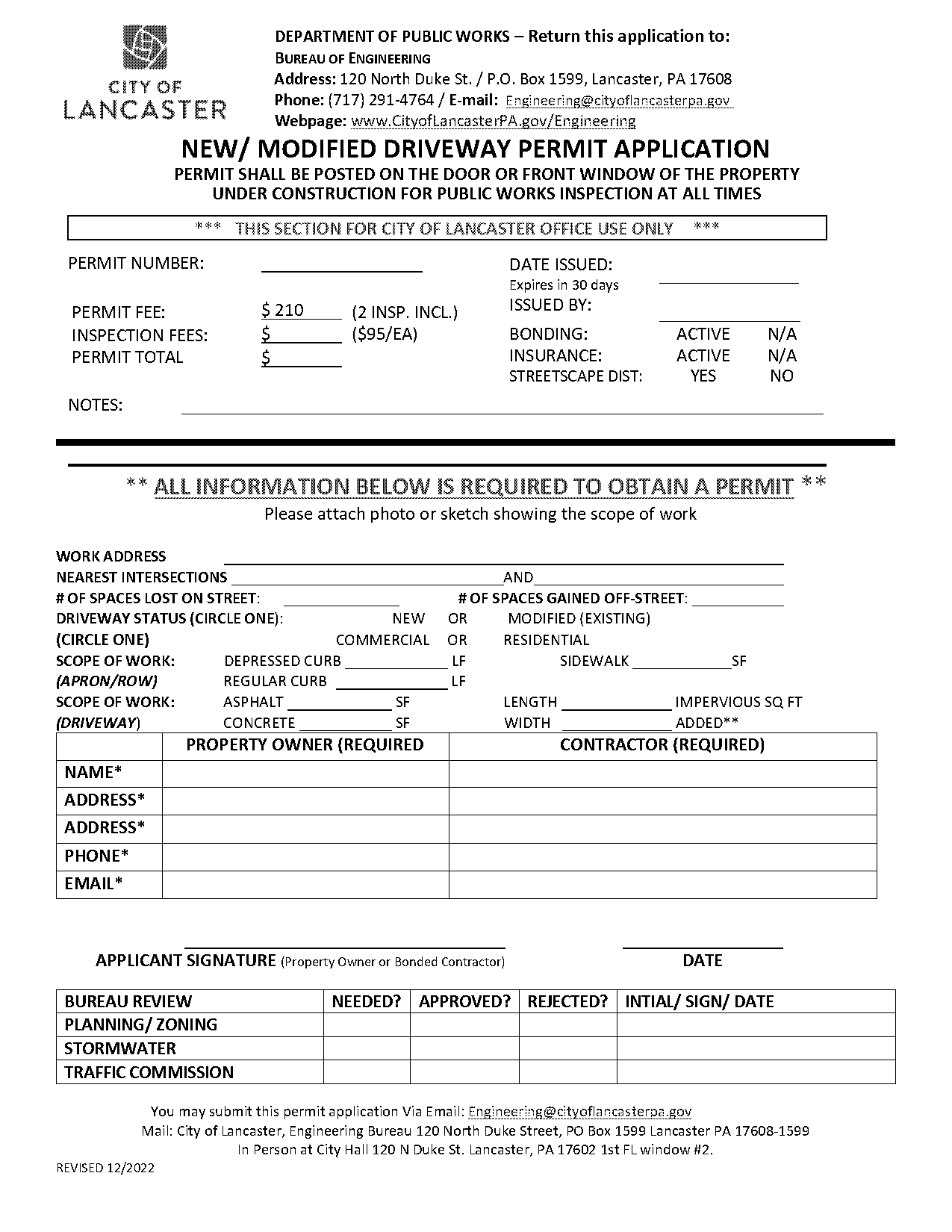 pa driveway permit application